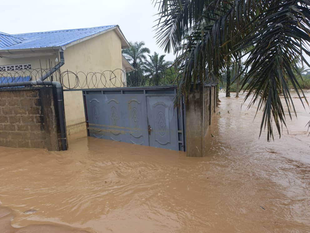 Parcelle inondée suite au débordement de la rivière Lukunga le 25 mai 2025 à Mont Ngafula